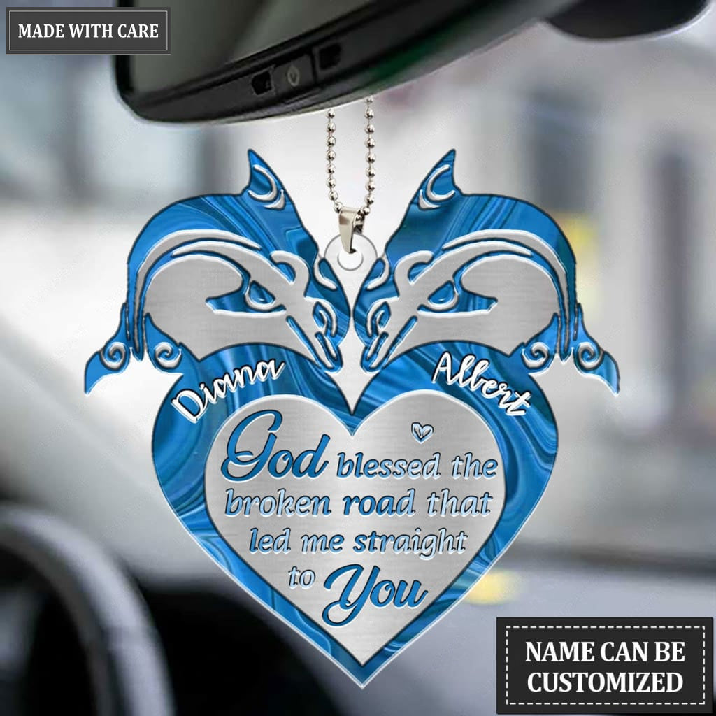 Lunvingrace M19 Dolphin Couple God Blessed Personalized Ornament