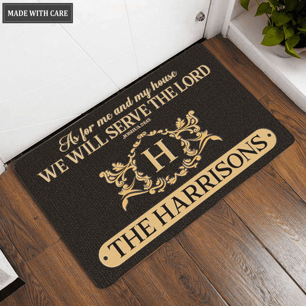Luvingrace L125 Vintage Monogram Collection As For My House Personalized Doormat