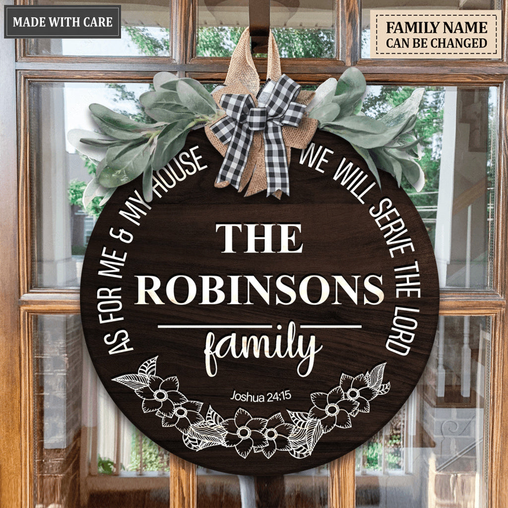Personalized Serve The Lord Floral Monogram Round Sign