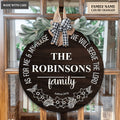 Personalized Serve The Lord Floral Monogram Round Sign