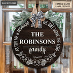 Personalized Serve The Lord Floral Monogram Round Sign