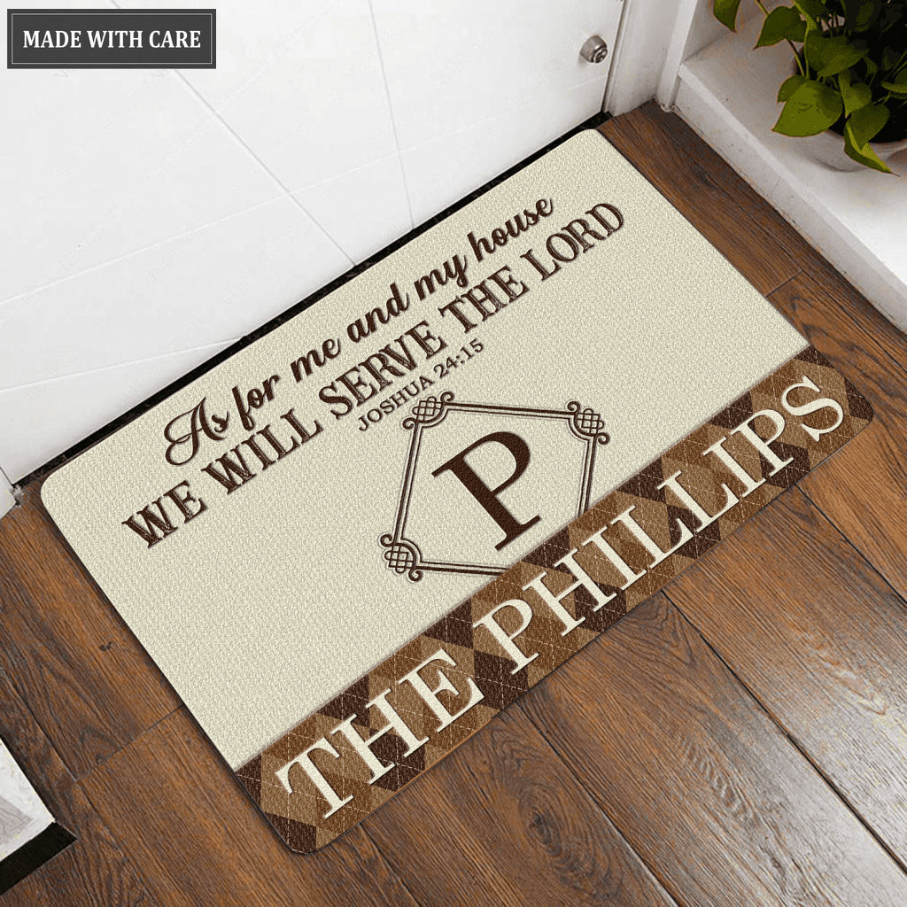 Luvingrace L136 Vintage Monogram Collection As For My House Personalized Doormat