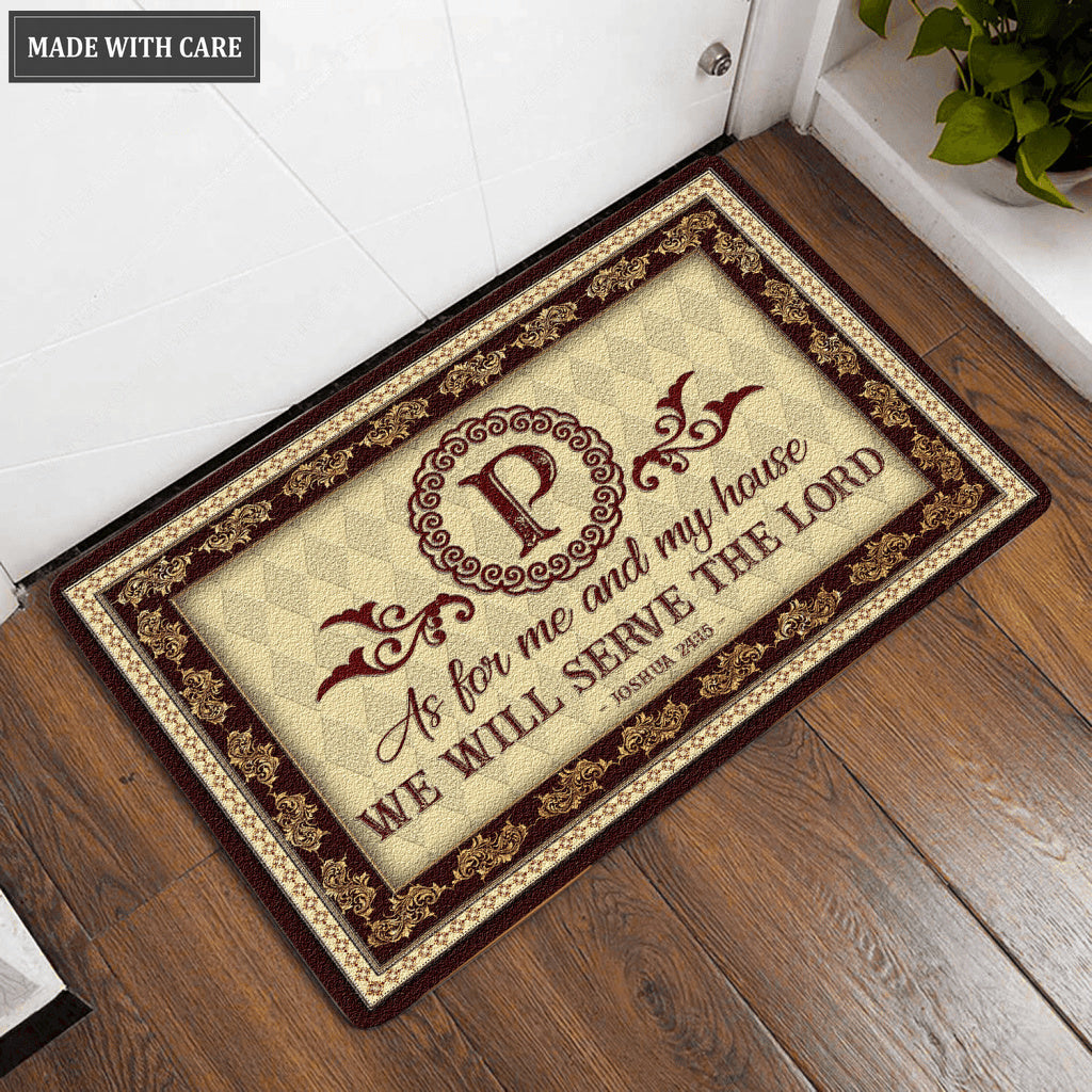 Luvingrace L21 Vintage Monogram Collection As For My House Personalized Doormat