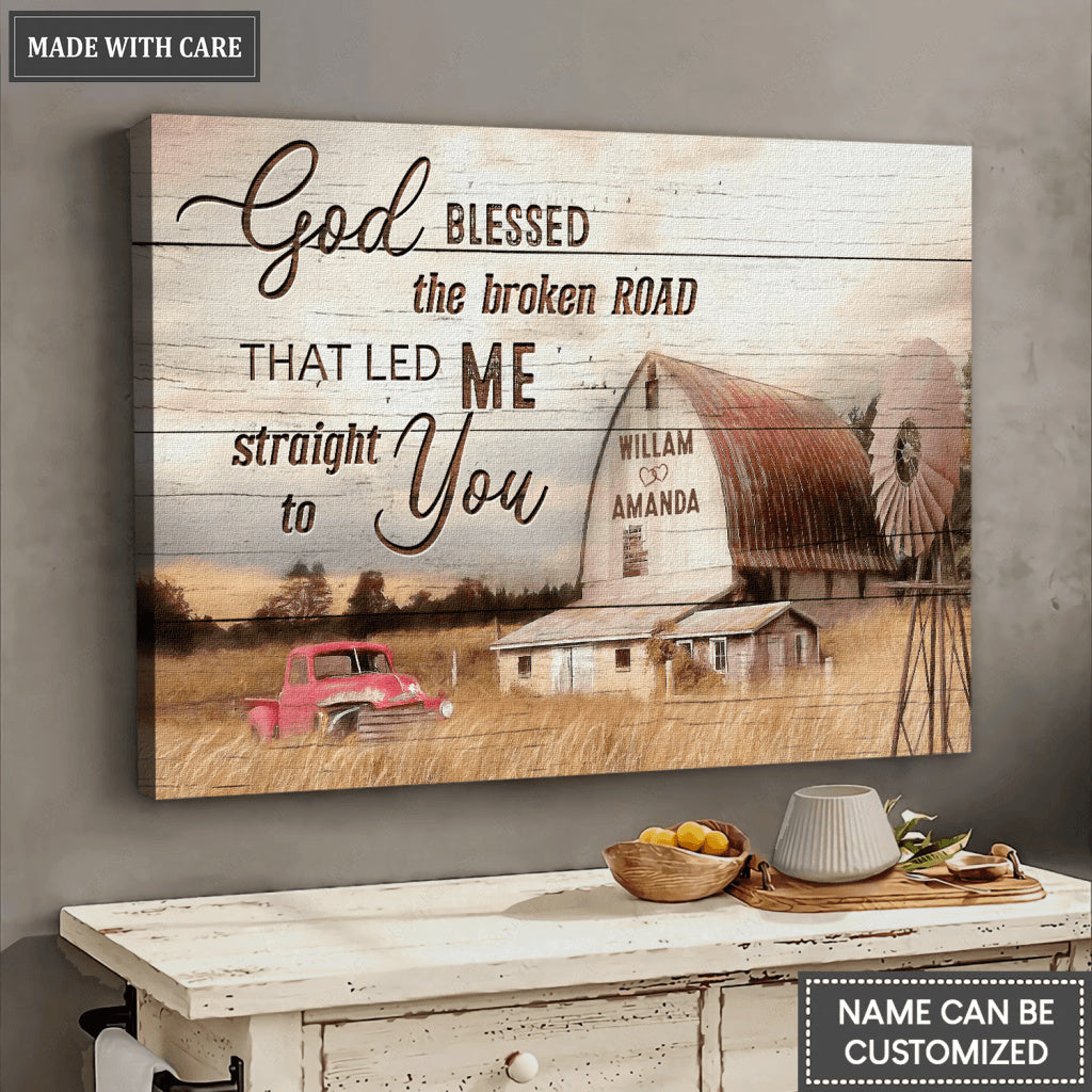 God Blessed The Broken Road Personalized Wall Art