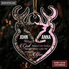 Buck And Doe Heart Couple Personalized Shaped Transparent Ornament