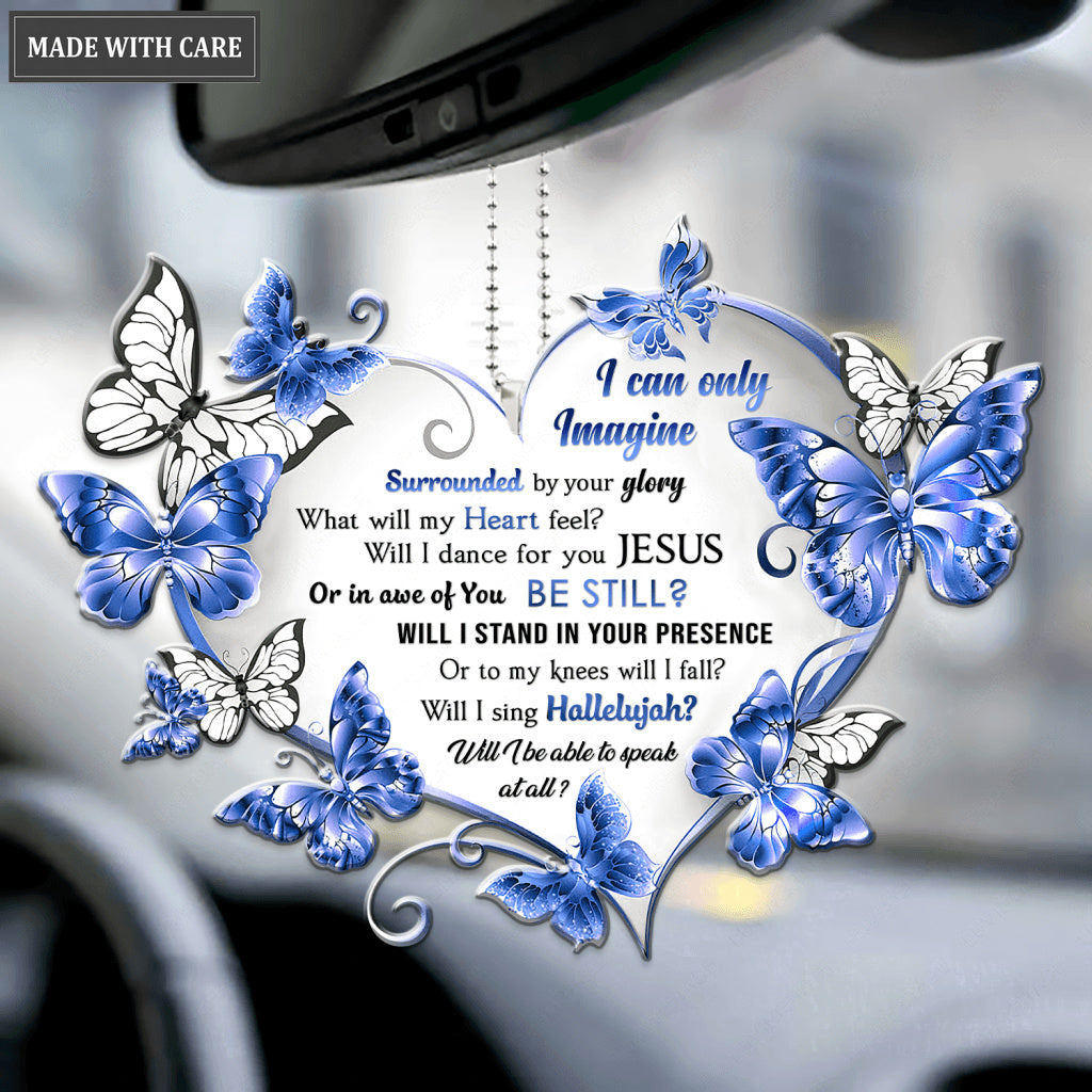 Blue Butterflies And Heart Surrounded By The Glory Ornament