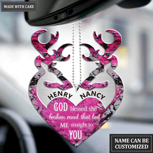 Buck Doe Head Heart God Blessed Personalized Ornament