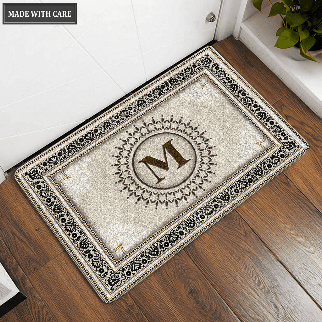 Luvingrace L29 Monogram The First Letter of Family Name Personalized Doormat