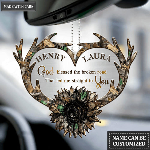 Camo Sunflower With Antler Personalized Ornament