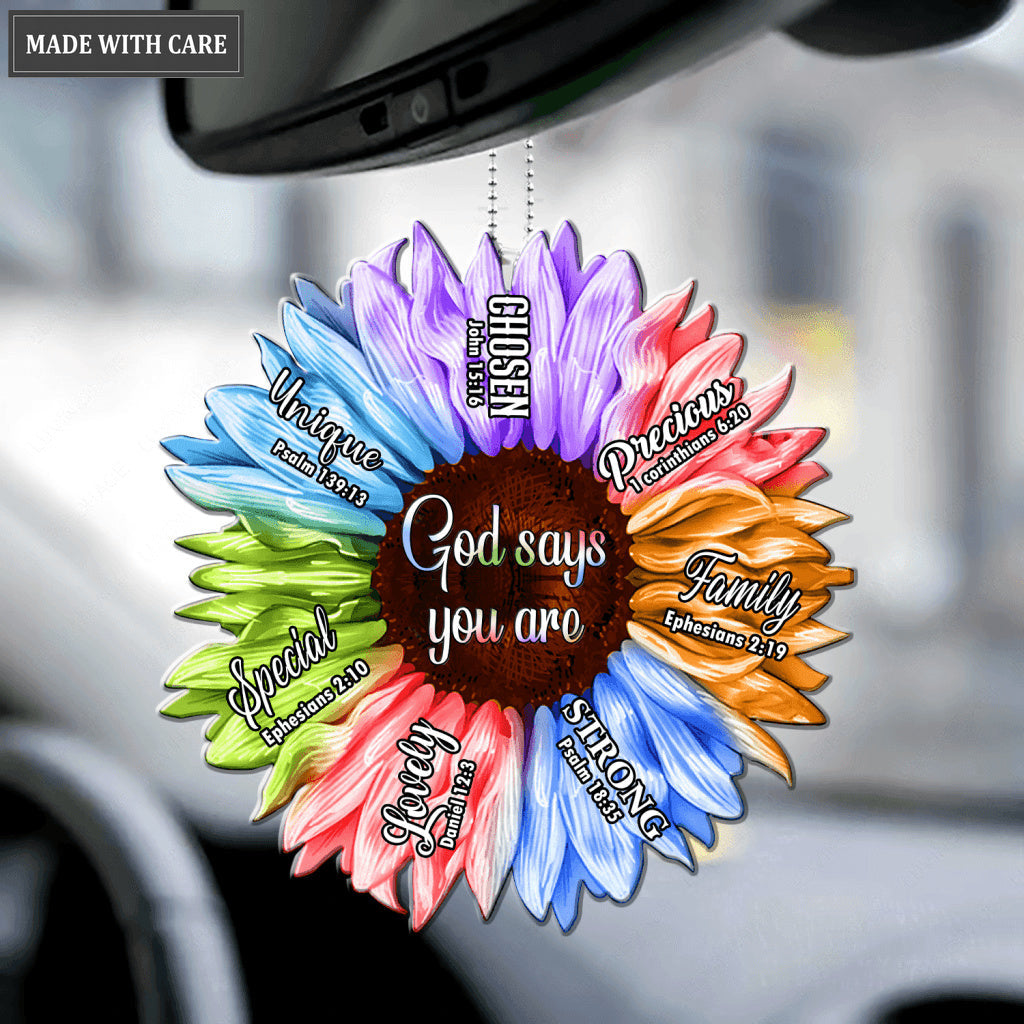 Sunflower Rainbow Color God Says You Are Ornament