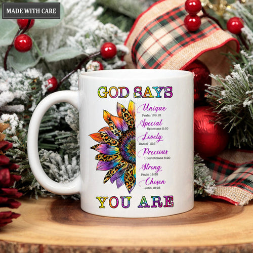 Colorful Hippie Sunflower God Says You Are Mug