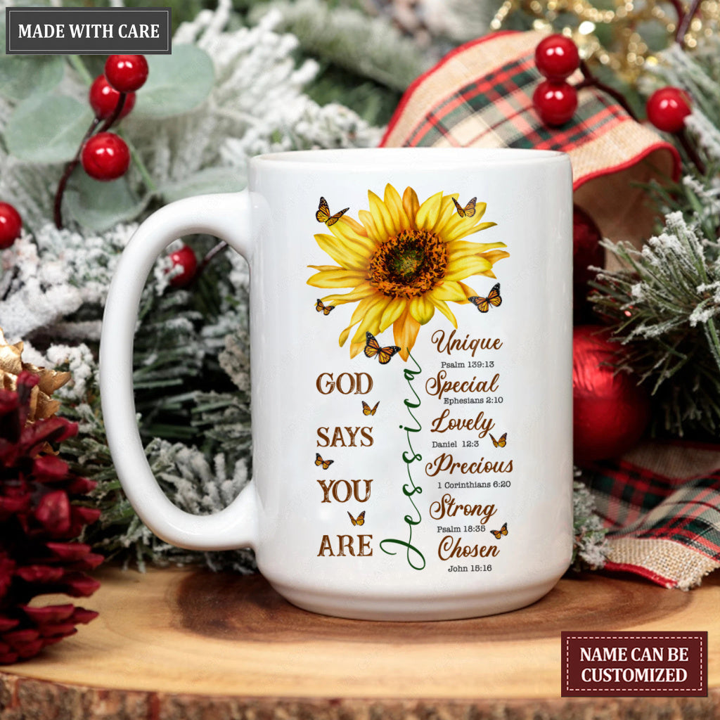 Sunflower Butterfly God Says You Are Personalized Mug