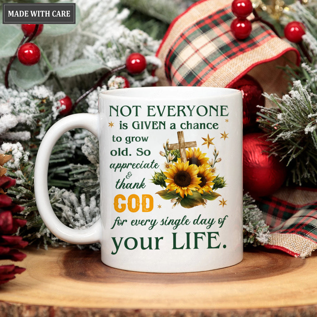 Sunflower Cross Thank God Every Day Mug