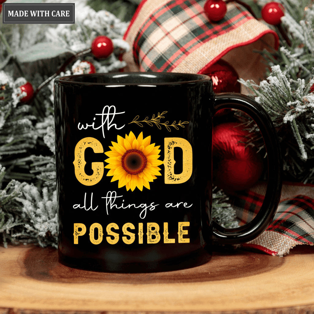 Sunflower With God All Things Are Possible Mug