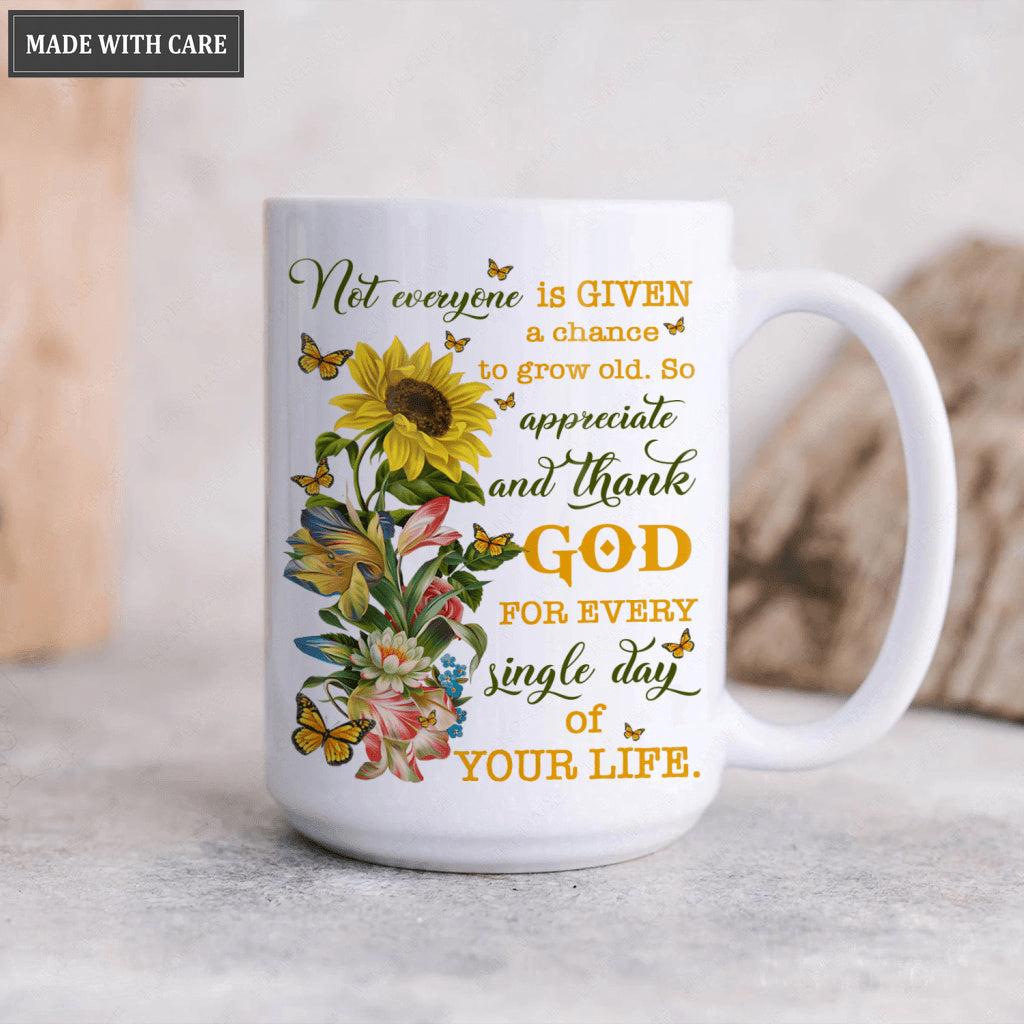 Sunflower Butterfly Thank God Mug