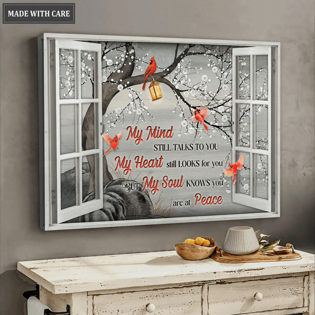 Cardinal Window Frame My Mind My Heart My Soul Wall Art