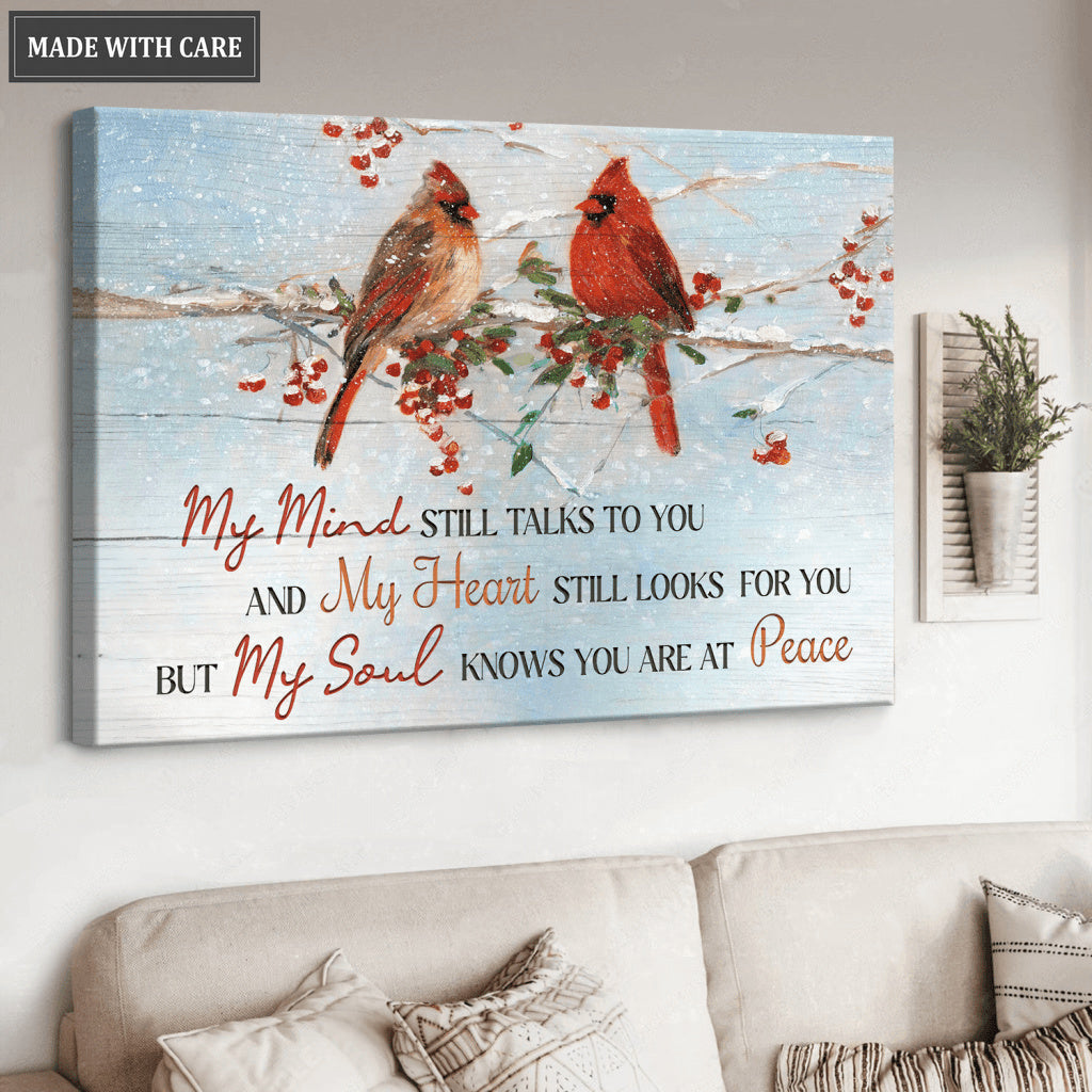 My Mind My Heart My Soul Winter Cardinal Couple Wall Art