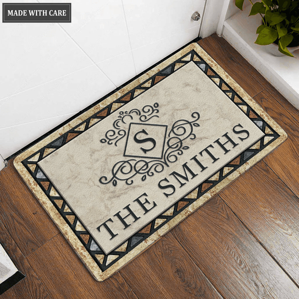 Luvingrace L57 Royal Monogram Collection Family Name Personalized Doormat