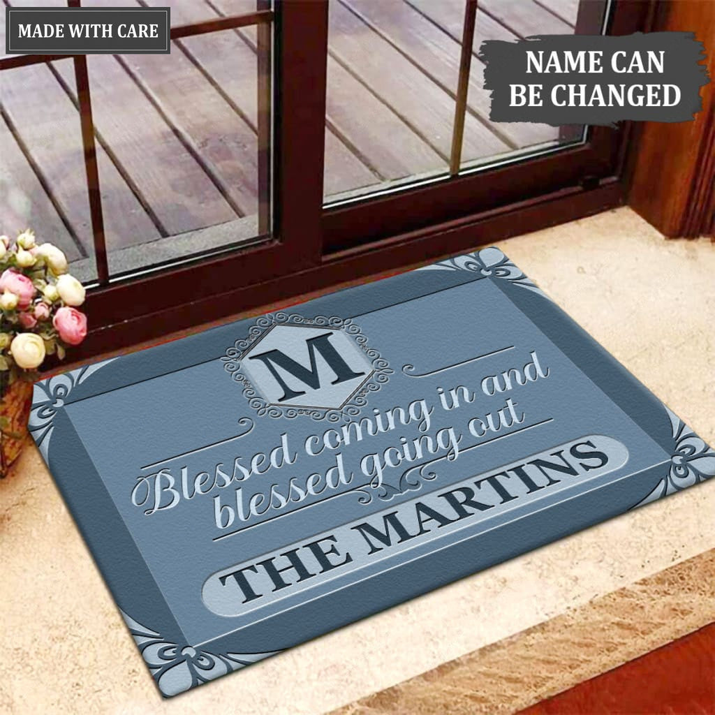Printfamily M40 Luxury Monogram Collection Blessed Coming In Personalized Doormat