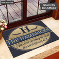 Printfamily M43 Vintage Monogram Collection Blessed Coming In Personalized Doormat