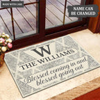 Printfamily M48 Luxury Monogram Collection Blessed Coming In Personalized Doormat