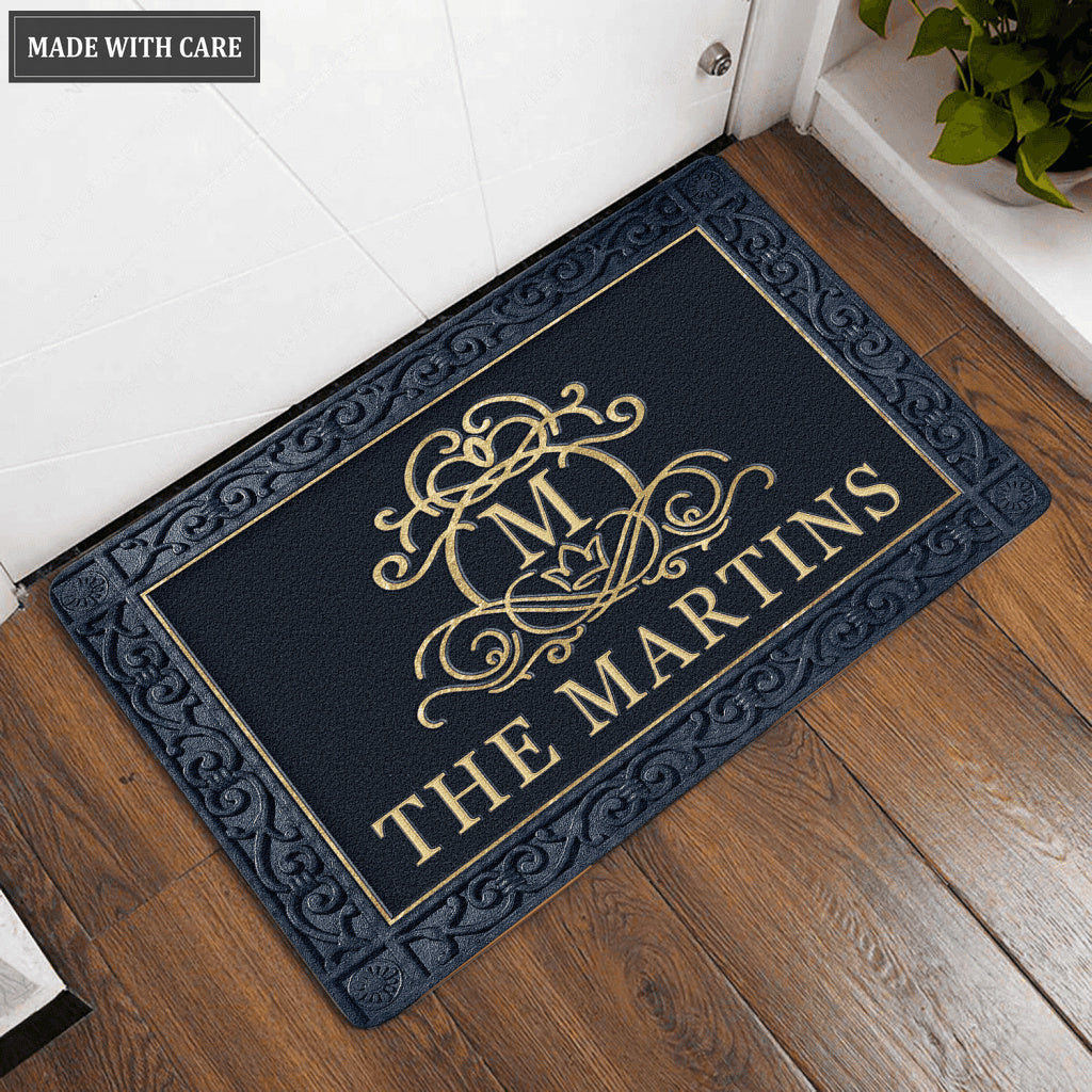 Luvingrace L66 Royal Monogram Collection Family Name Personalized Doormat