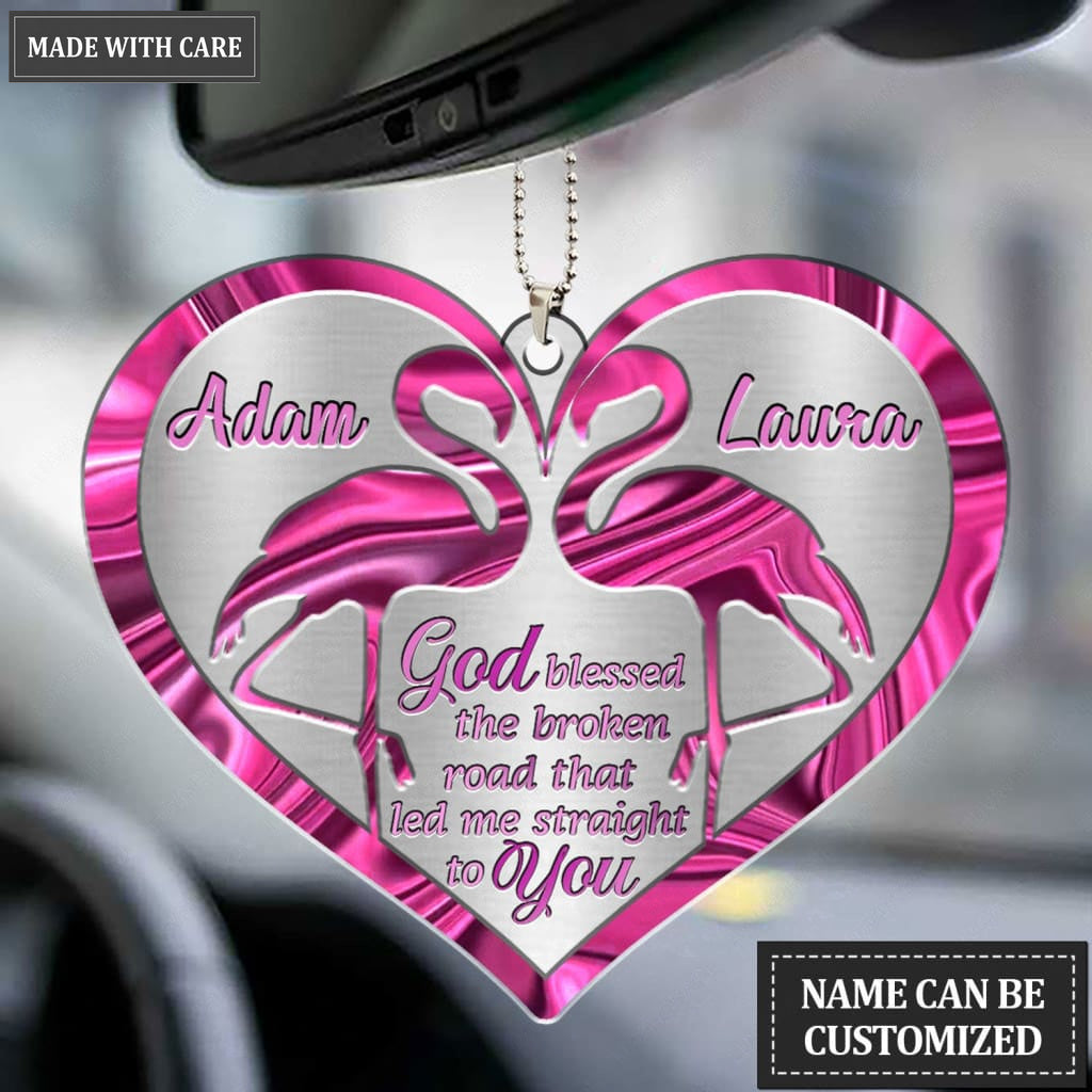 Luvingrace M25 Flamingo Couple God Blessed Personalized Ornament