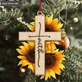Sunflower Cross Faith Wood Engraved Ornaments