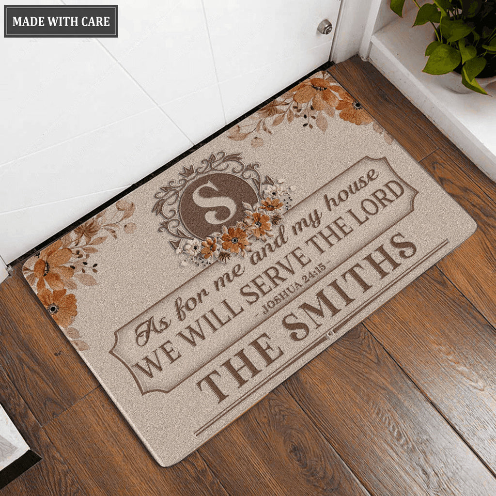 Printfamily L74 Luxury Monogram Collection As For My House Personalized Doormat