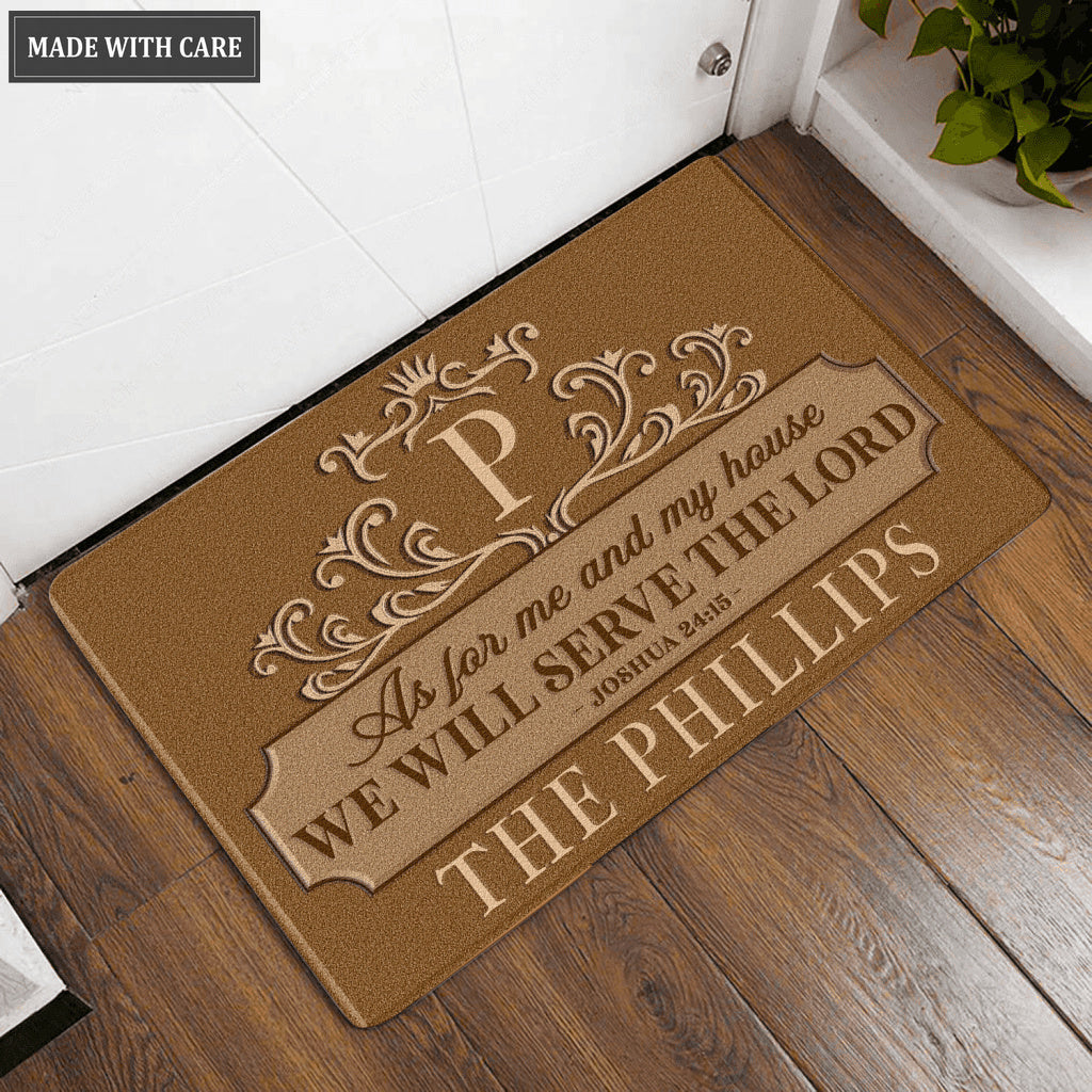 Printfamily L76 Luxury Monogram Collection As For My House Personalized Doormat