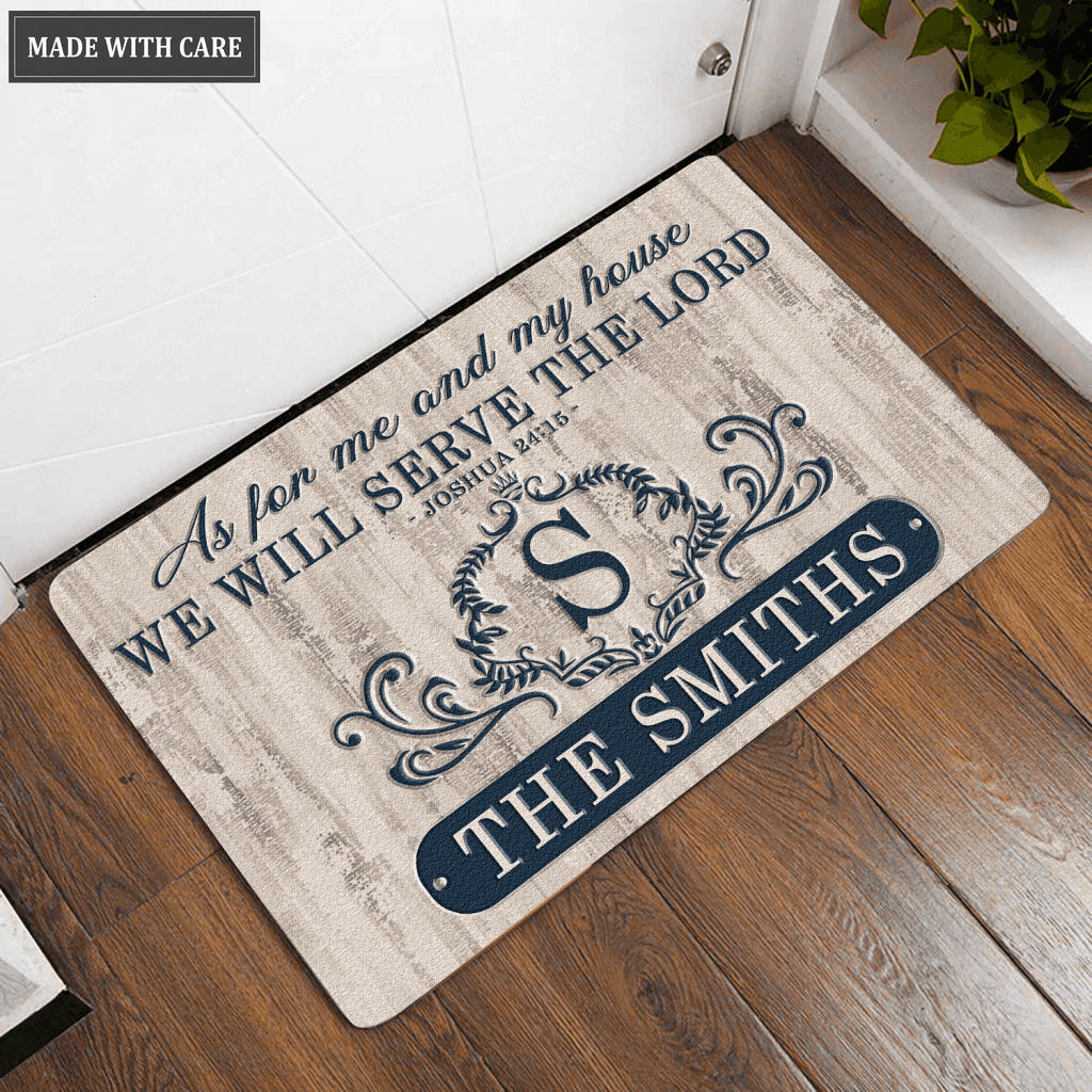Printfamily L77 Luxury Monogram Collection As For My House Personalized Doormat