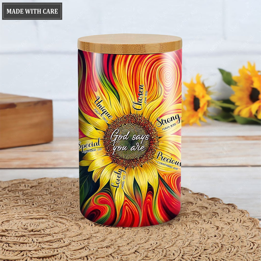 Sunflower God Says Ceramic Jar