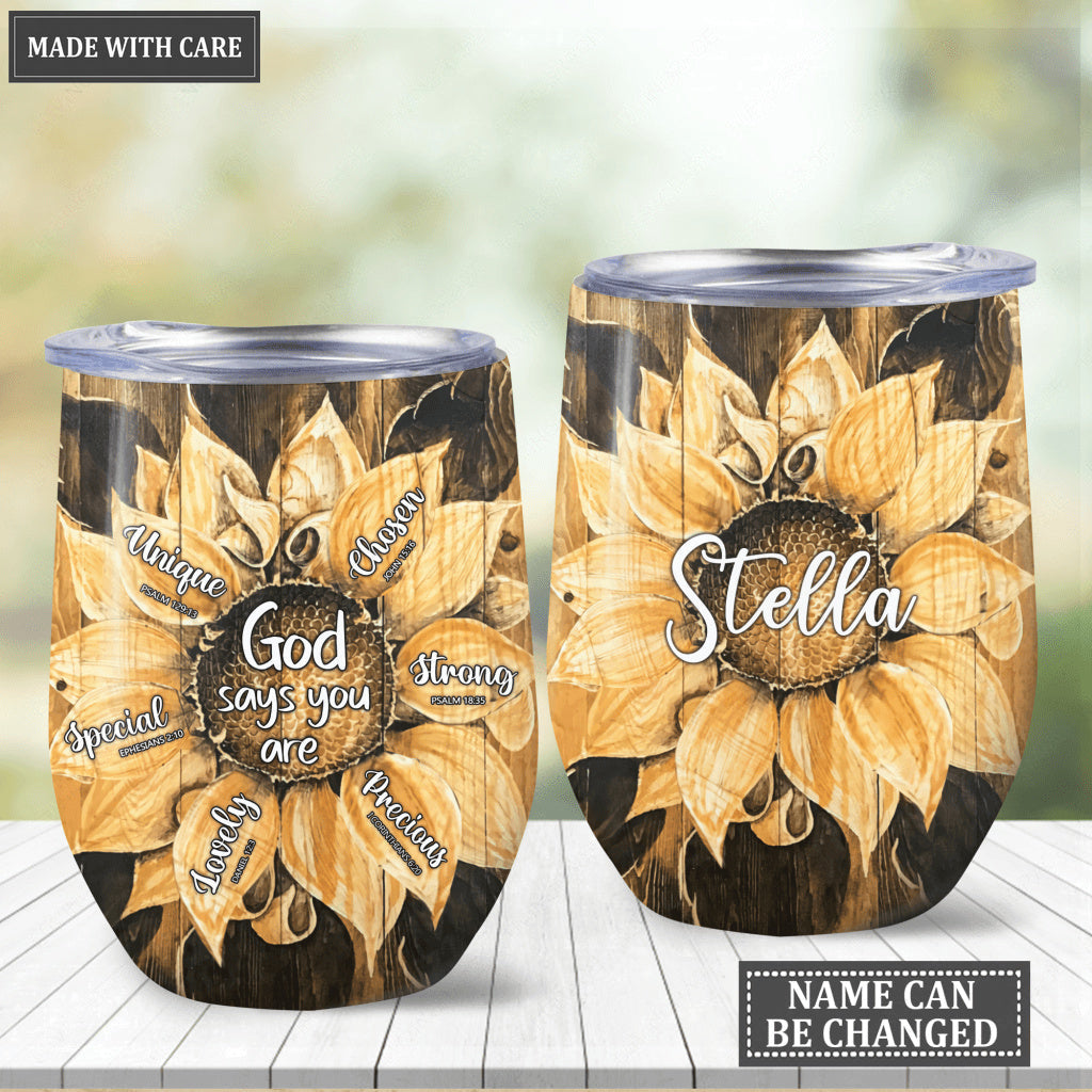 Sunflower God Says You Are Wine Tumbler
