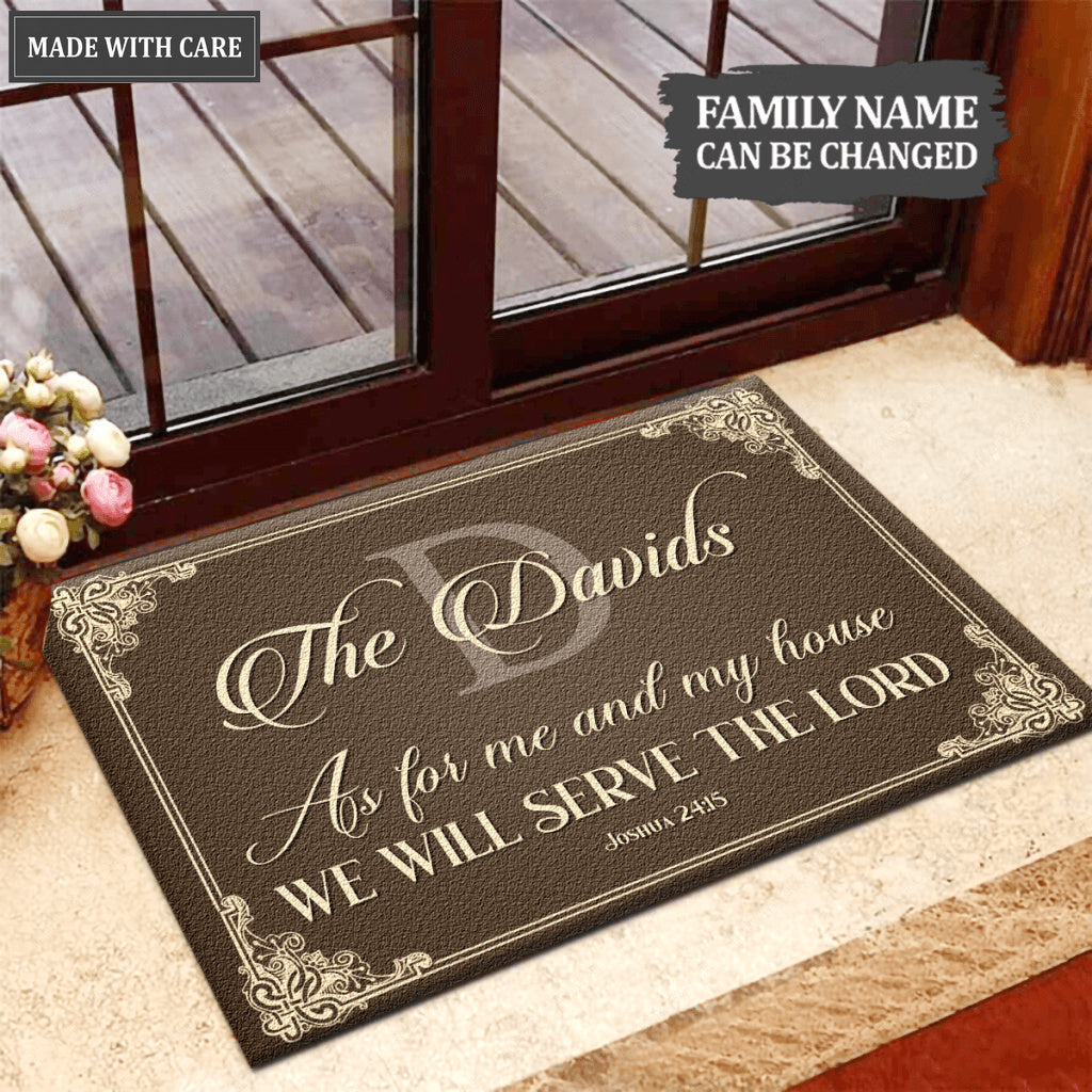 Personalized Monogram Brown Serve The Lord Doormat