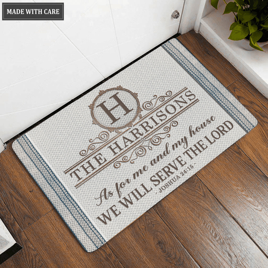 Printfamily L81 Vintage Monogram Collection As For My House Personalized Doormat