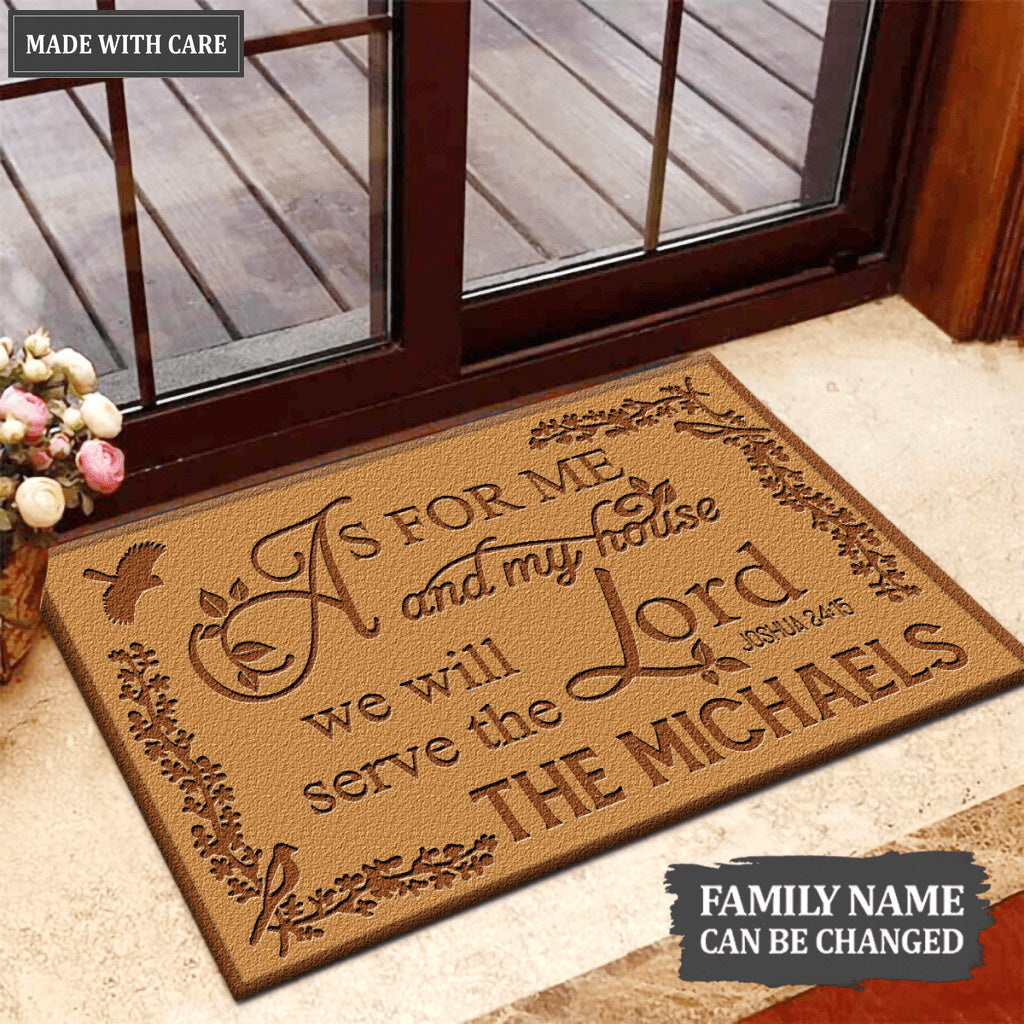 Bird On A Branch Serve The Lord Personalized Doormat