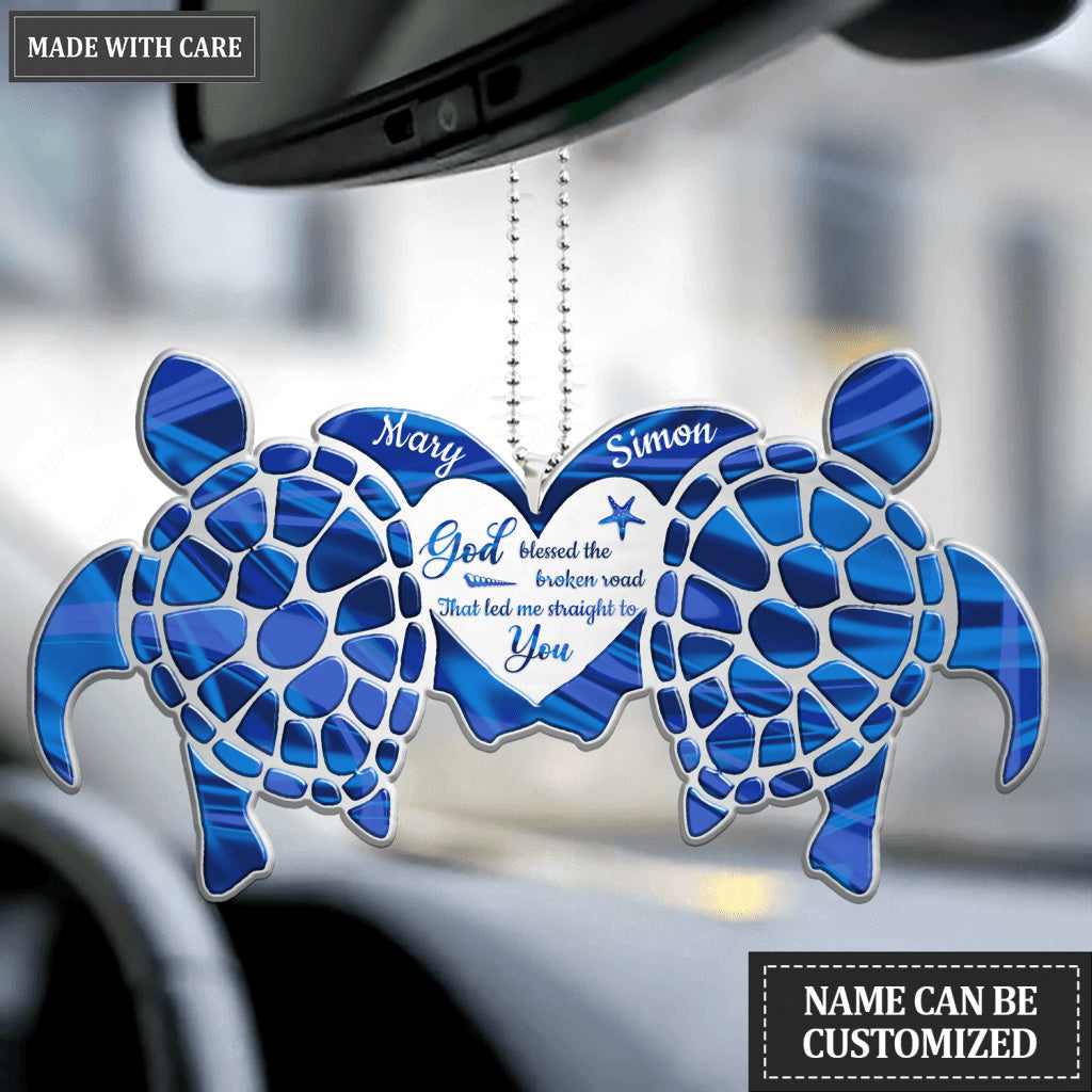 Sea Turtle Couple God Blessed Personalized Ornament