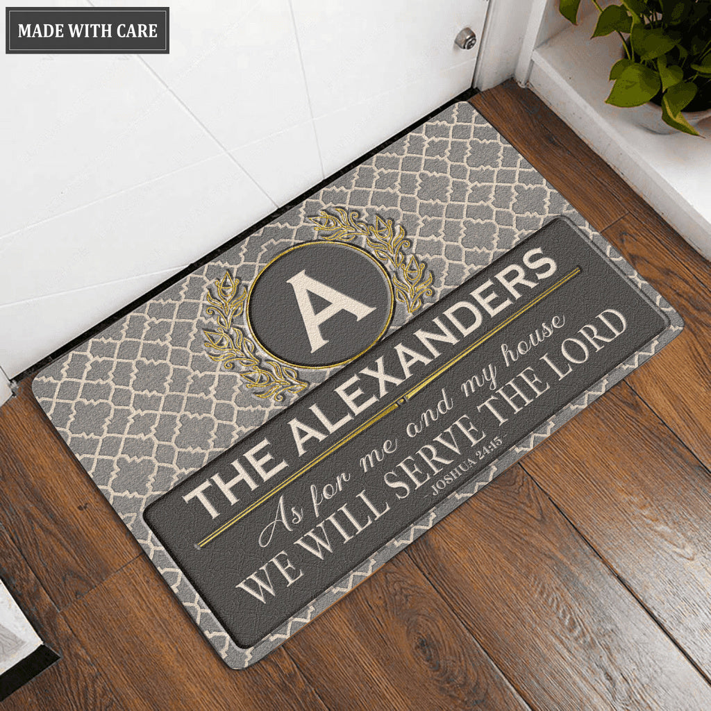Printfamily L89 Vintage Monogram Collection As For My House Personalized Doormat