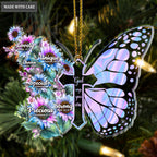 Blue Pink Hologram Butterfly Sunflowers God Says You Are Shaped Transparent Ornament