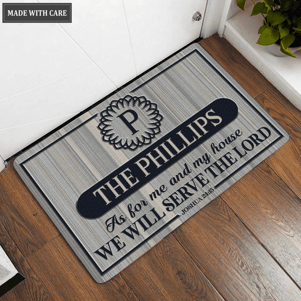 Printfamily L94 Vintage Monogram Collection As For My House Personalized Doormat