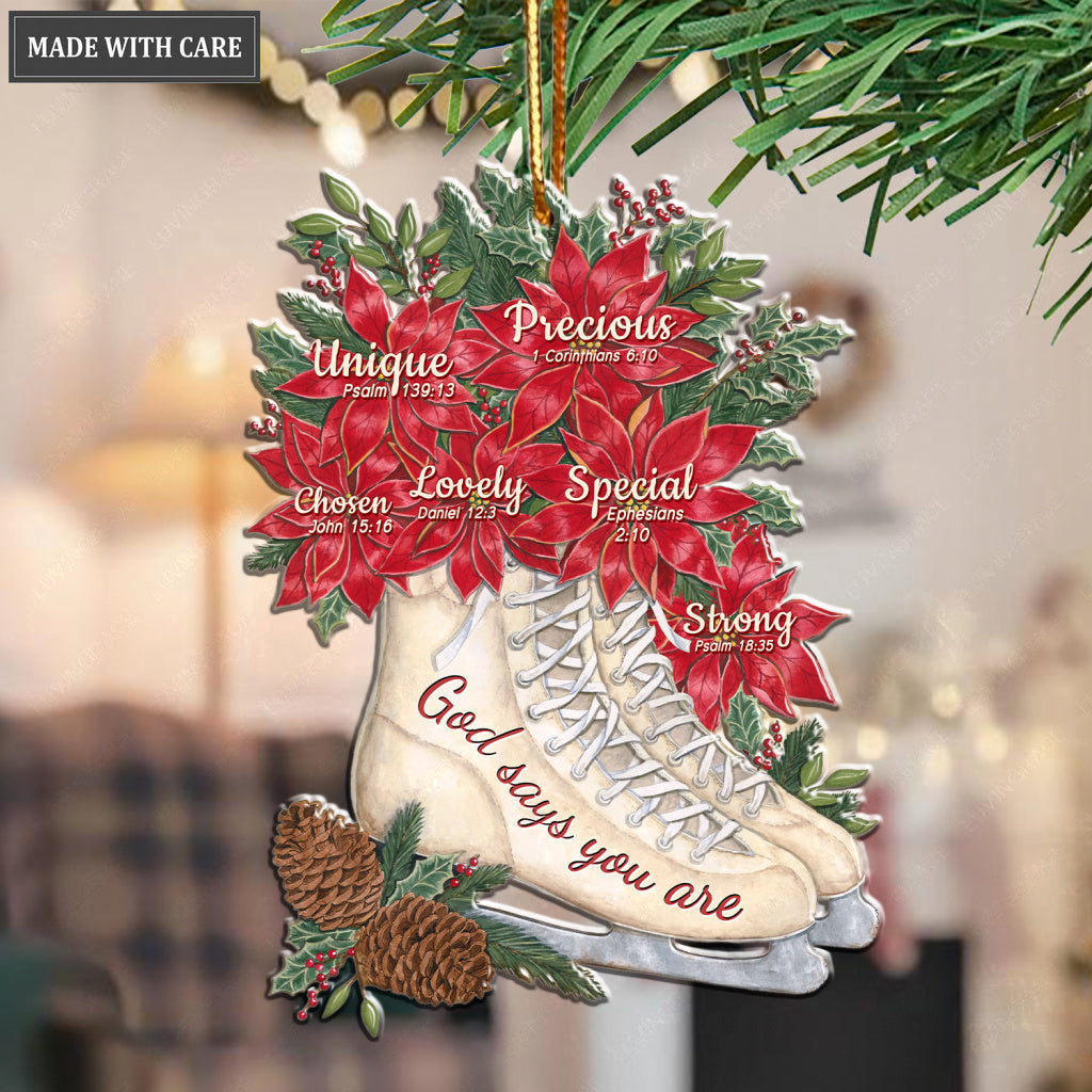 Poinsettia Boxed Christmas God Says You Are Ornament