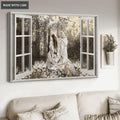 Jesus Walking In The Forest Window Frame Wall Art