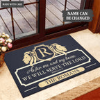 Lion Serve The Lord Personalized Doormat