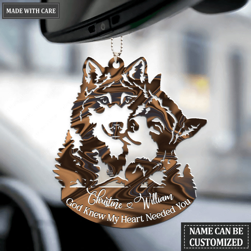 Loving Wolves God Knew My Heart Personalized Ornament
