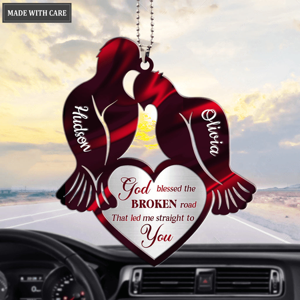 Red Birds And Heart God Blessed Personalized Ornament