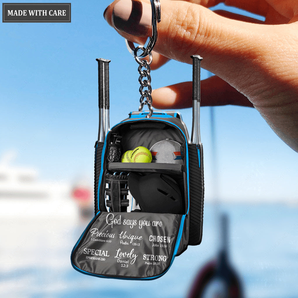 Softball Backpack God Says You Are Keychain