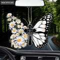 Daisy Butterfly Faith Cross Ornament
