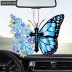 Hydrangea Butterfly Faith Cross Ornament