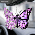 Pansies Butterfly Faith Cross Ornament