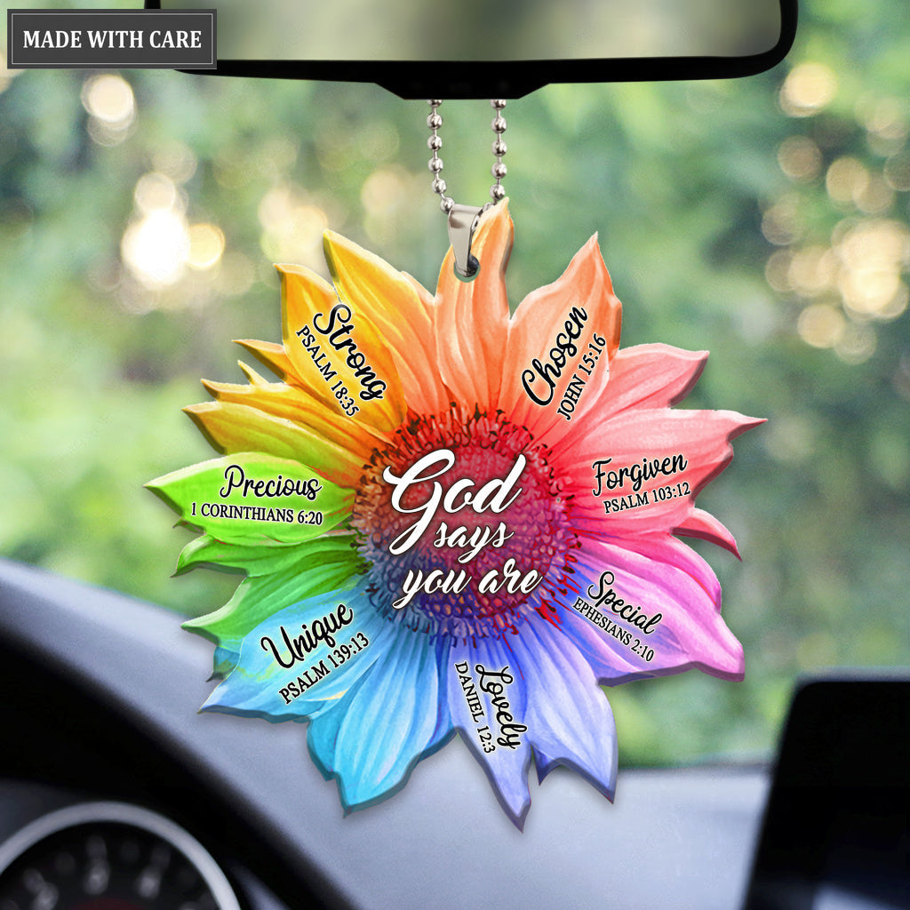Rainbow Sunflower God Says You Are Ornament